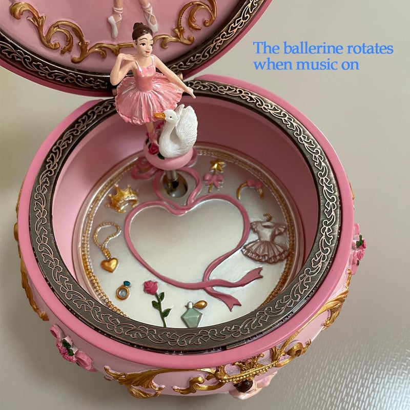 Briskfeel Classical Ballerina Music Box LED lights Twinkling Resin Carved Collectible Mechanical Ballerine Musical Box with Sankyo 18-Note Ballerina Rotates with Music (4# Ballet) - Image 4